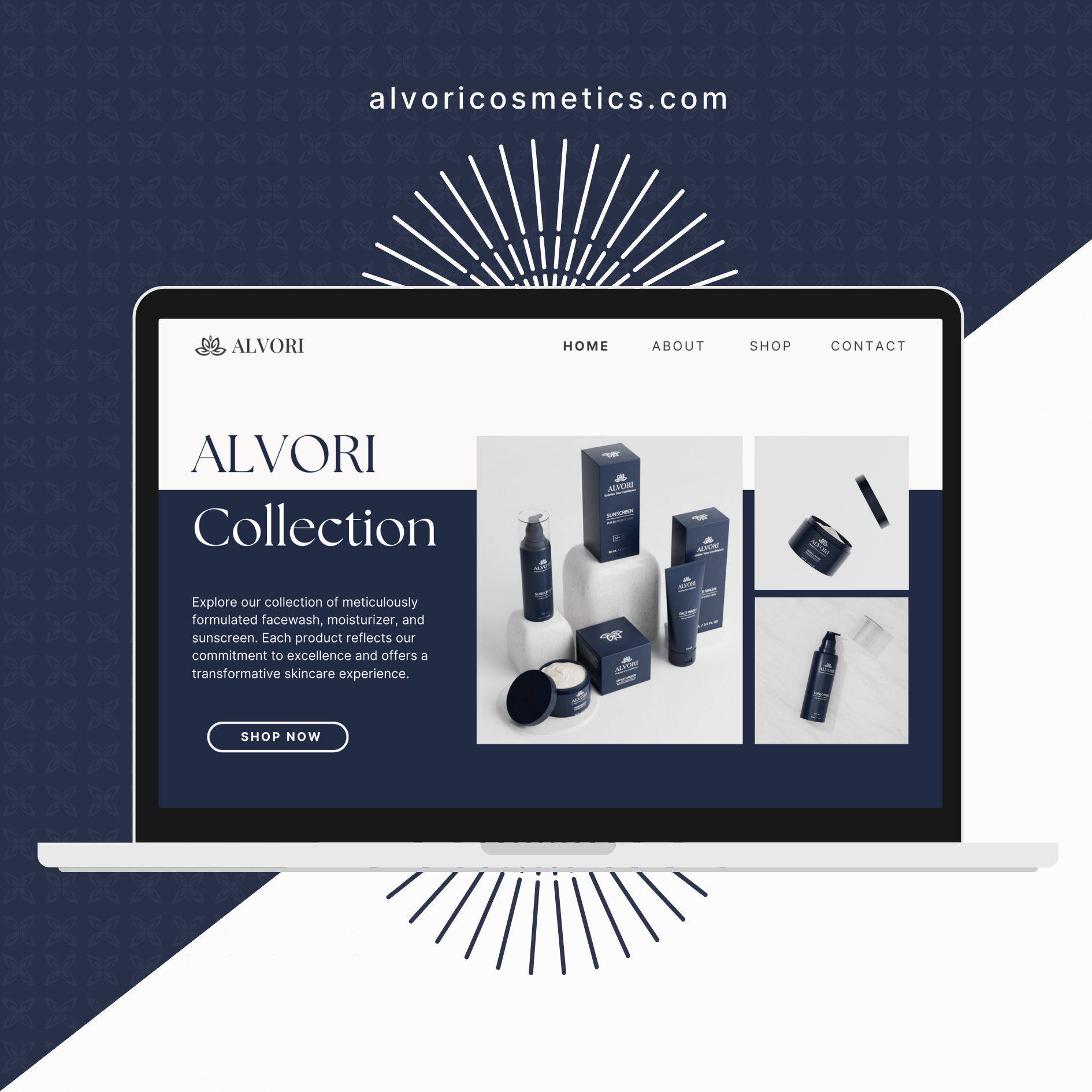 landing page for alvori